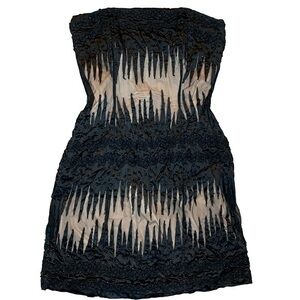 French Connection beaded strapless mini dress black size 6